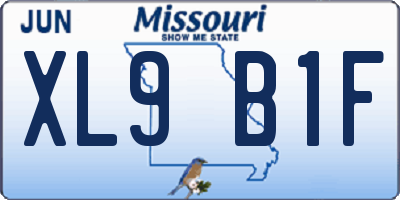 MO license plate XL9B1F
