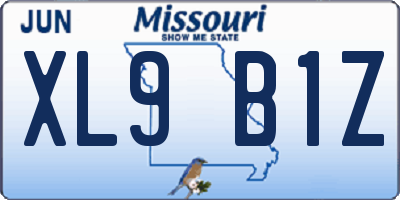 MO license plate XL9B1Z