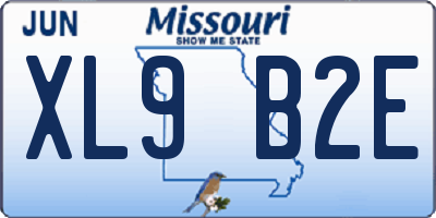 MO license plate XL9B2E