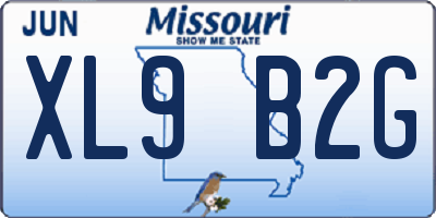 MO license plate XL9B2G