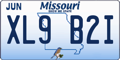 MO license plate XL9B2I
