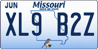 MO license plate XL9B2Z