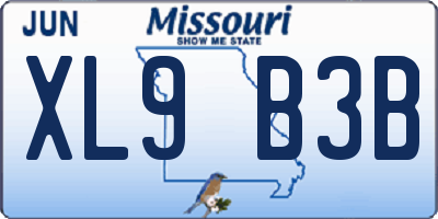 MO license plate XL9B3B