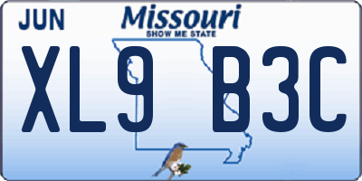 MO license plate XL9B3C