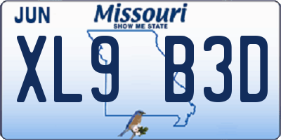 MO license plate XL9B3D