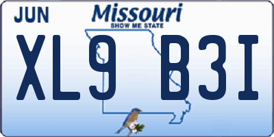 MO license plate XL9B3I