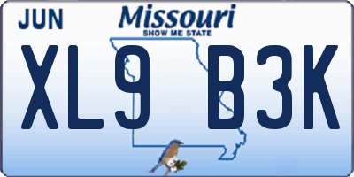 MO license plate XL9B3K