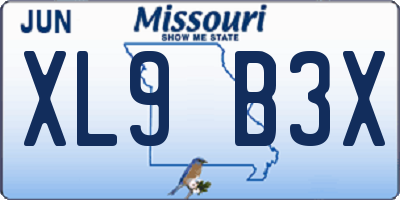 MO license plate XL9B3X