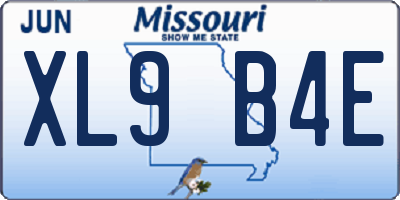 MO license plate XL9B4E
