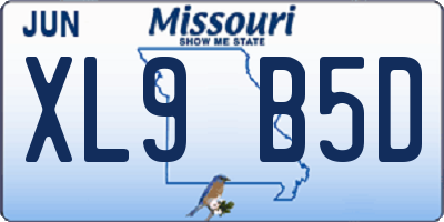 MO license plate XL9B5D