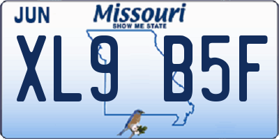 MO license plate XL9B5F