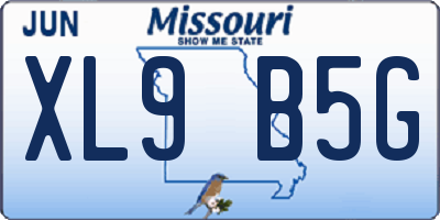 MO license plate XL9B5G