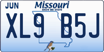 MO license plate XL9B5J