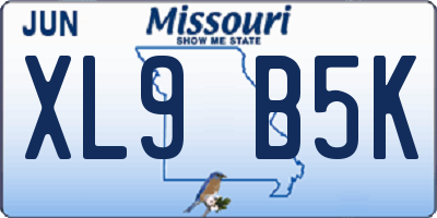 MO license plate XL9B5K