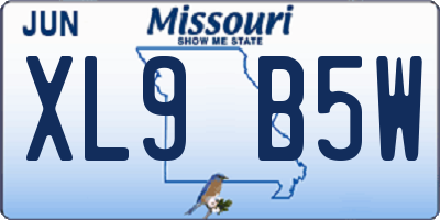 MO license plate XL9B5W
