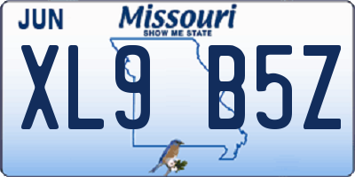 MO license plate XL9B5Z