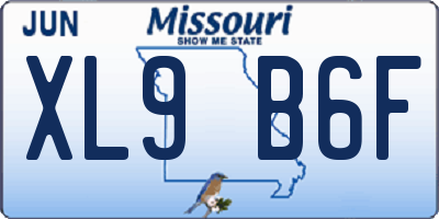 MO license plate XL9B6F