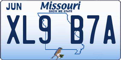 MO license plate XL9B7A