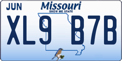 MO license plate XL9B7B