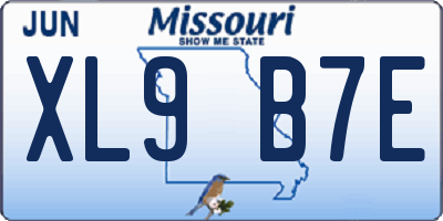MO license plate XL9B7E