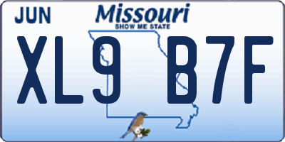 MO license plate XL9B7F