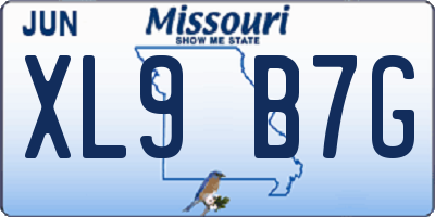 MO license plate XL9B7G