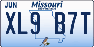 MO license plate XL9B7T