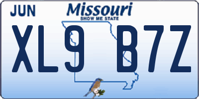 MO license plate XL9B7Z