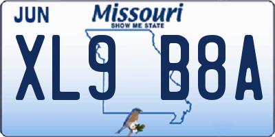 MO license plate XL9B8A