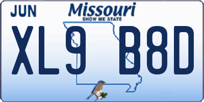MO license plate XL9B8D