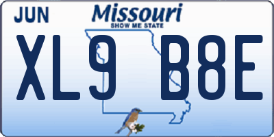 MO license plate XL9B8E