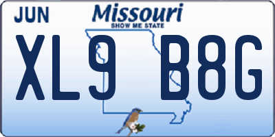 MO license plate XL9B8G