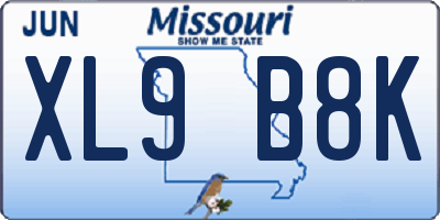 MO license plate XL9B8K