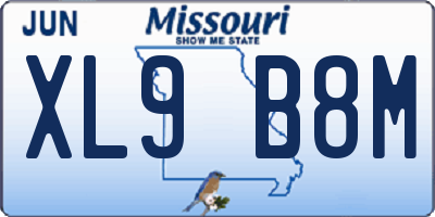 MO license plate XL9B8M