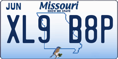 MO license plate XL9B8P