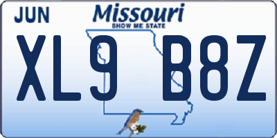 MO license plate XL9B8Z