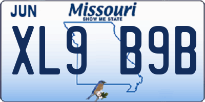 MO license plate XL9B9B