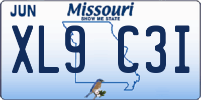 MO license plate XL9C3I