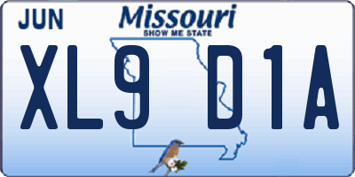 MO license plate XL9D1A