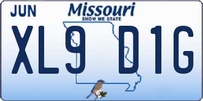 MO license plate XL9D1G