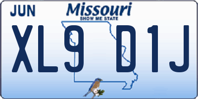 MO license plate XL9D1J