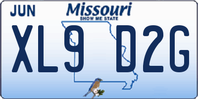 MO license plate XL9D2G