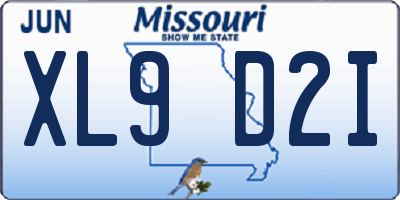 MO license plate XL9D2I