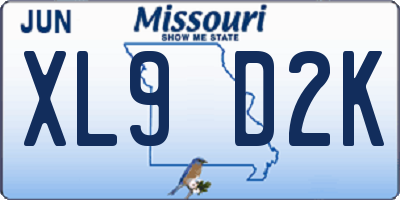 MO license plate XL9D2K
