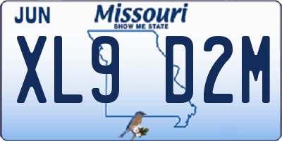 MO license plate XL9D2M