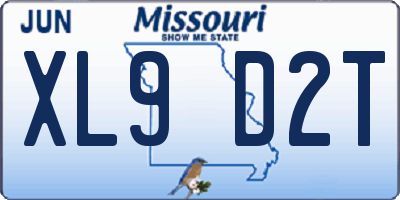 MO license plate XL9D2T