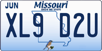 MO license plate XL9D2U