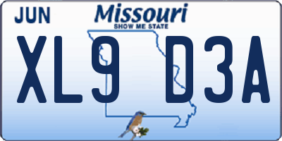 MO license plate XL9D3A