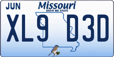 MO license plate XL9D3D