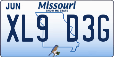 MO license plate XL9D3G